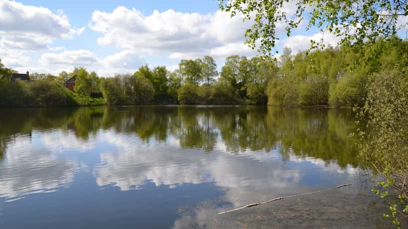Swanholme Lakes nature reserve in Lincoln, England, public waterway