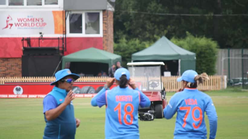 Women cricketers in action during the Women's Cricket World Cup at Edgbaston, players demonstrating explosive batting and fielding techniques