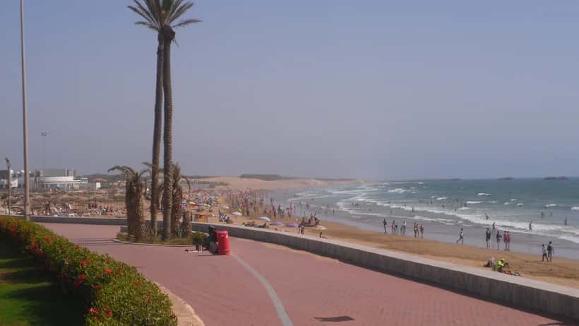 Agadir beach in Morocco where Scottish influencer Rachel Kerr went missing in April 2026