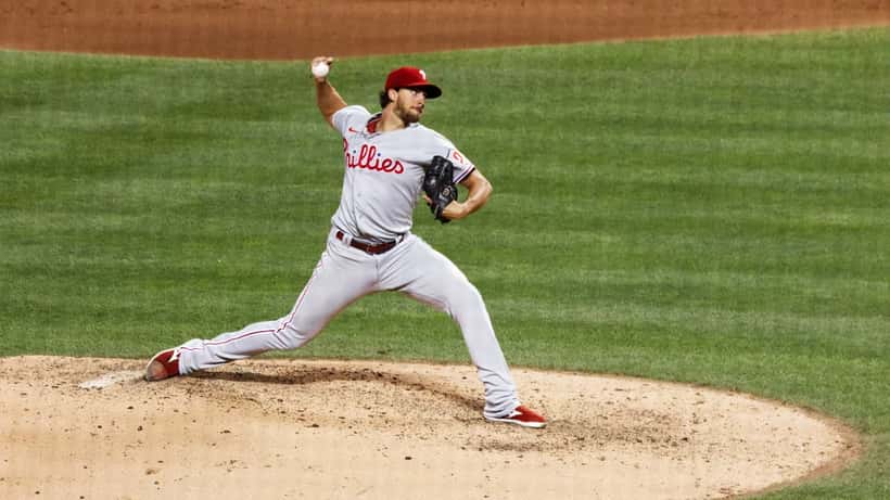 Aaron Nola pitching for the Philadelphia Phillies