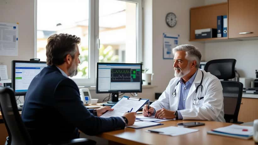 Profissional de saúde realiza rastreio a um paciente num hospital