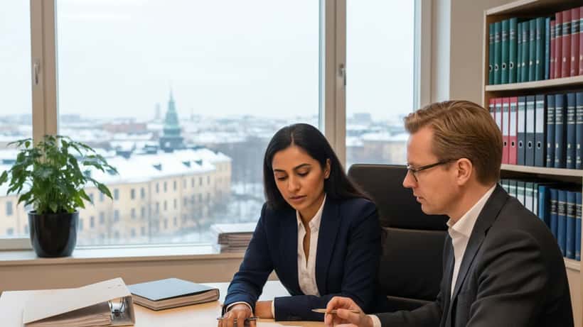 Kvinna med utländsk bakgrund konsulterar migrationsadvokat i Stockholm om uppehållstillstånd