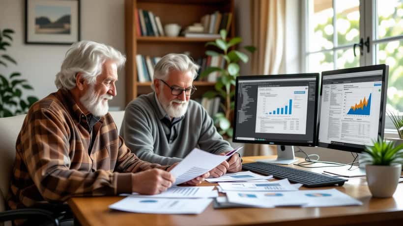 Australian retirees reviewing capital gains tax documents at home