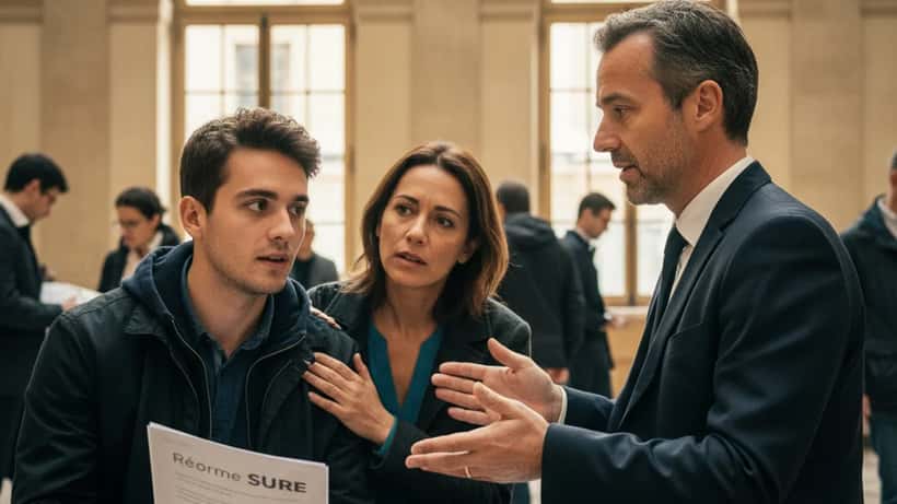 Avocat pénaliste révisant le projet de loi SURE sur le sursis de peine dans un cabinet parisien