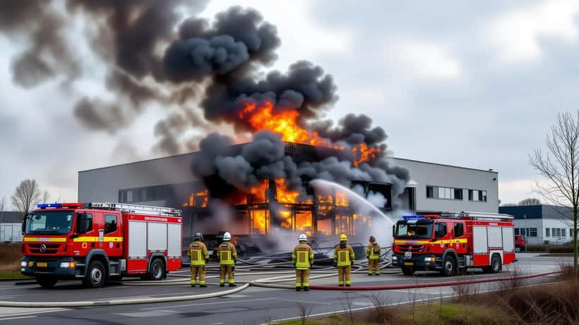 Brandweer blust grote industriebrand in Harderwijk bedrijventerrein