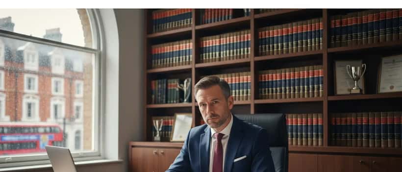 British employment solicitor reviewing a contract document in a professional law office