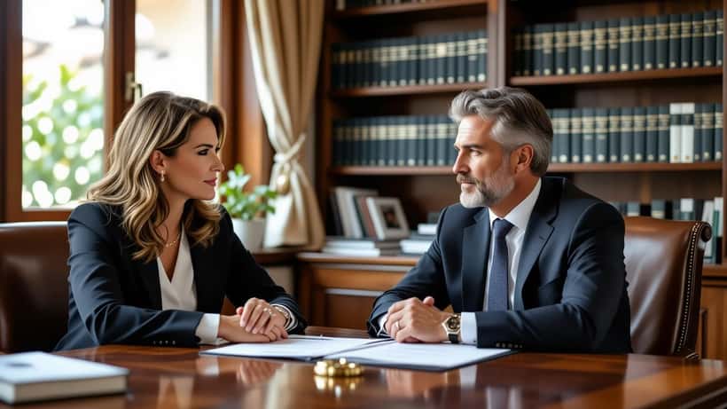 Coppia in crisi durante una consulenza con un avvocato di famiglia a Roma