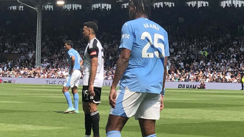 Manchester City players in action during Fulham vs Manchester City in May 2024, weeks before Rodri's ACL injury