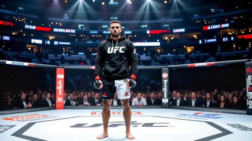Marokkaans-Nederlandse MMA-vechter bij de UFC-octagon tijdens Dana White's Contender Series 2026