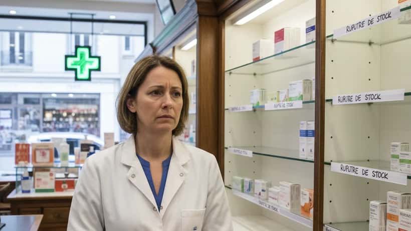 Un pharmacien vérifie les stocks de médicaments sur ordonnance dans une pharmacie