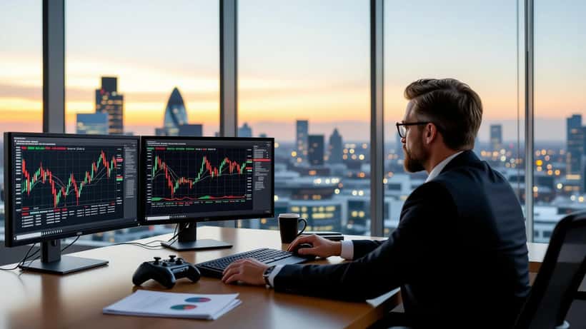 Financial adviser reviewing Take-Two Interactive stock charts ahead of GTA VI launch in 2026