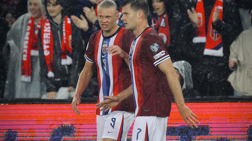 Joueurs de l'équipe de Norvège lors d'un match international en juin 2025