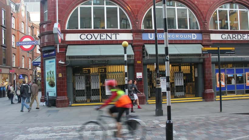 Covent Garden Underground station closed sign during London Tube strike