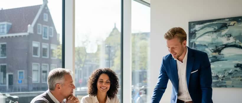 Financieel adviseur bespreekt vermogensstrategie met koppel