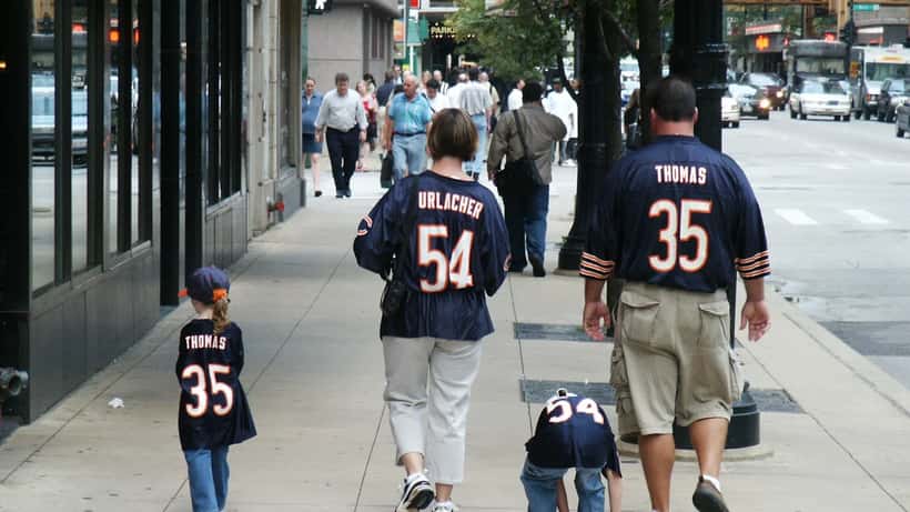 Chicago Bears fans cheering at an NFL game, streaming guide 2026