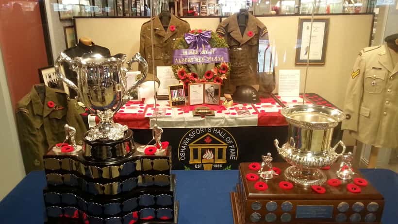 The Memorial Cup trophy on display at a Canadian Hockey League championship tournament