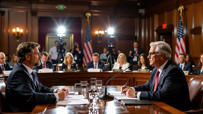 Witness testifies before a U.S. Senate committee dais in a Capitol Hill hearing room