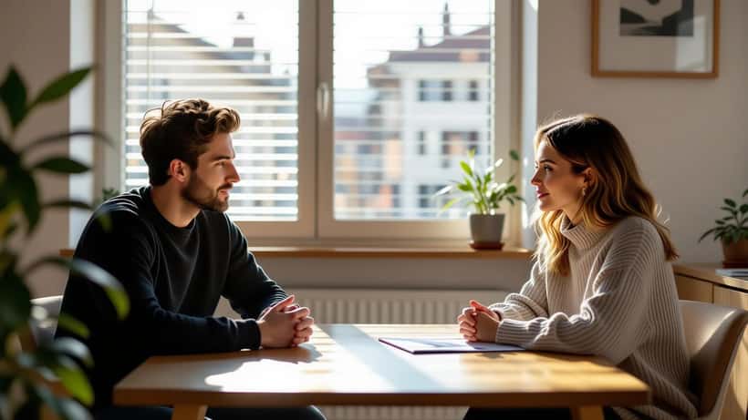 Seduta di consulenza psicologica tra un professionista e una persona in difficoltà emotiva