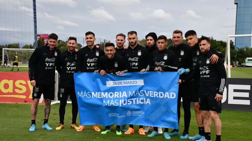 Selección Argentine de football posant avant un match