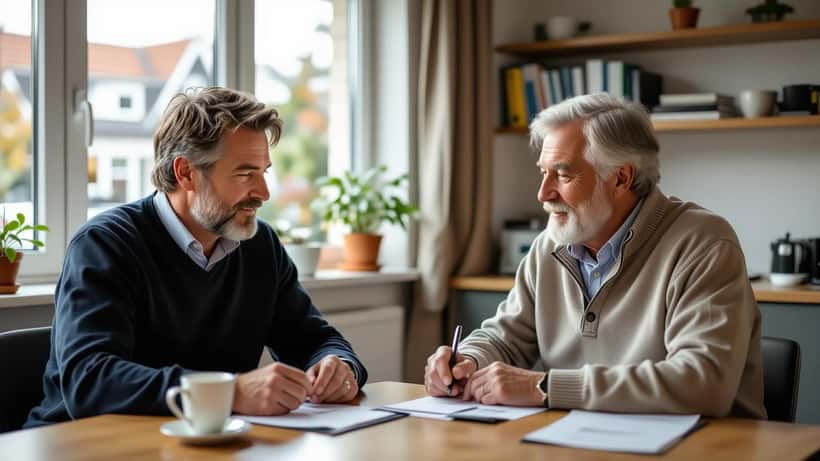 Huisarts in gesprek met oudere man over plasklachten tijdens een consult