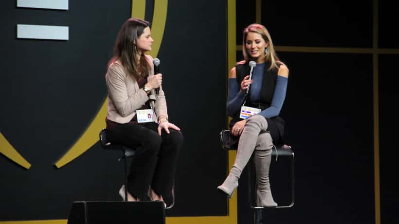 Laura Rutledge and Heather Dinich at ESPN media event, 2018