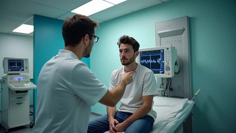 Junger Mann beim kardiologischen Check-up in einer Wiener Klinik