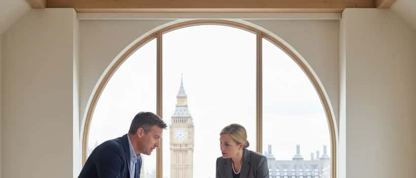 Person consulting a solicitor about a police misconduct complaint in a law office