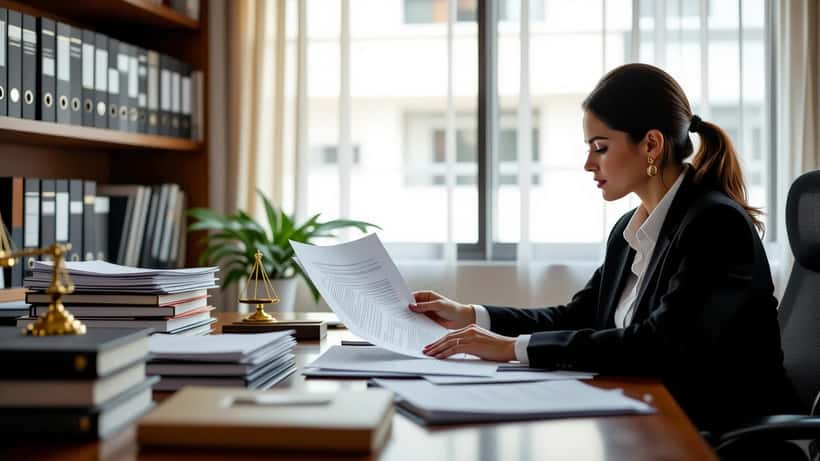 Contrato legal e assinatura sobre mesa de advogado especializado em herança