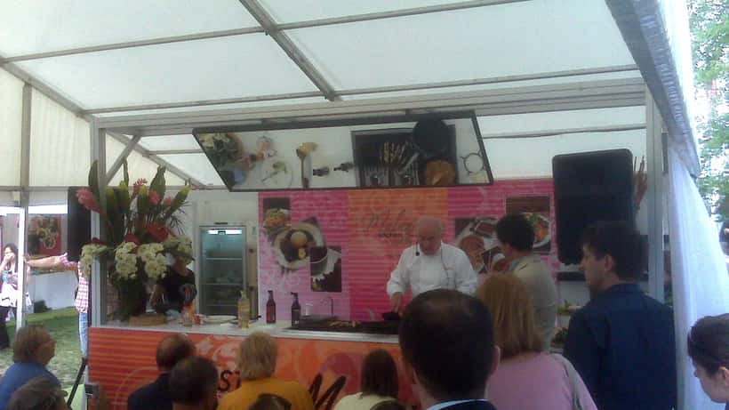 Celebrity chef Rick Stein cooking a Malay Nasi Goreng dish