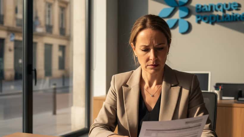 Cliente française consultant ses relevés bancaires face à la hausse des frais Banque Populaire 2026