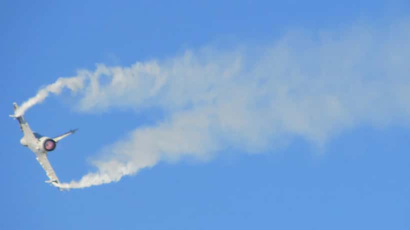 Chasseur Mirage 2000-9 de l'armée de l'air des Émirats arabes unis en vol