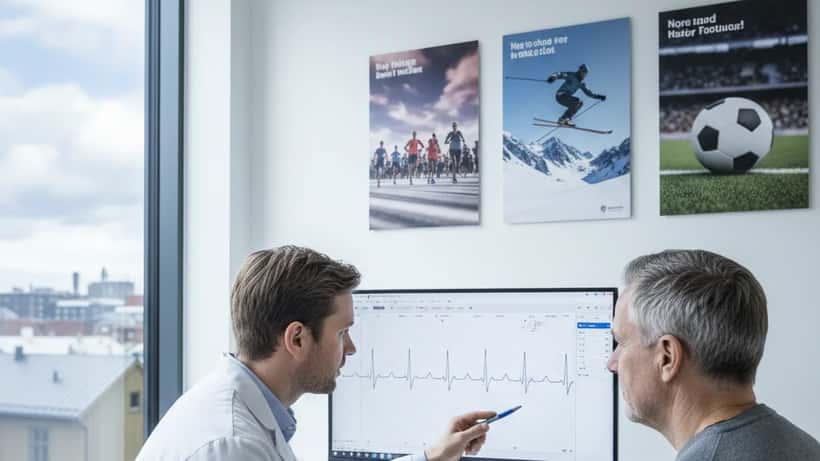 Norsk lege og pasient gjennomgår hjertesjekk på klinikk i Oslo