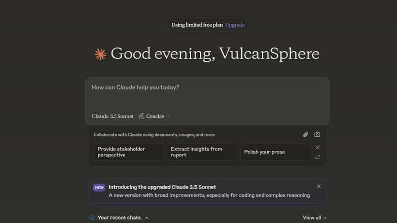 Screenshot der Claude AI Oberfläche von Anthropic, dem KI-Designassistenten