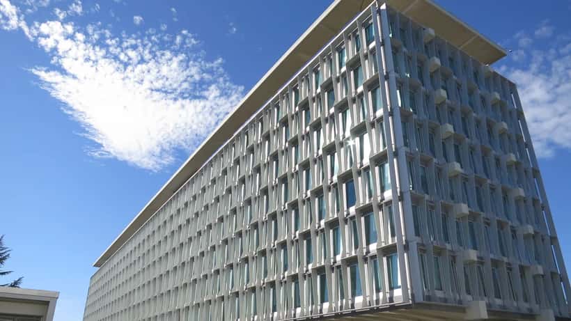 WHO-Hauptgebäude in Genf, Sitz der Weltgesundheitsorganisation