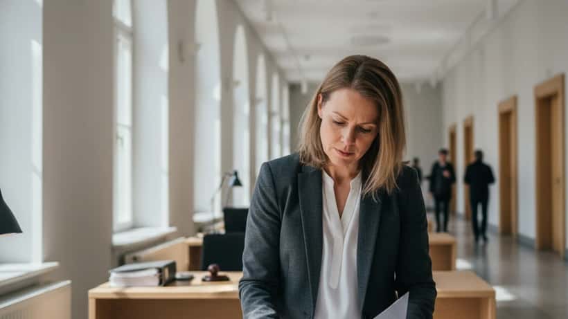 Svensk försvaradvokat granskar brottmålsdokument i Stockholms tingsrätt inför ny säkerhetslagstiftning