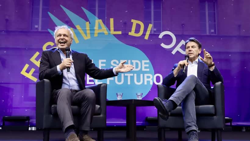 Enrico Mentana al Festival di Open 2024 durante una conferenza pubblica