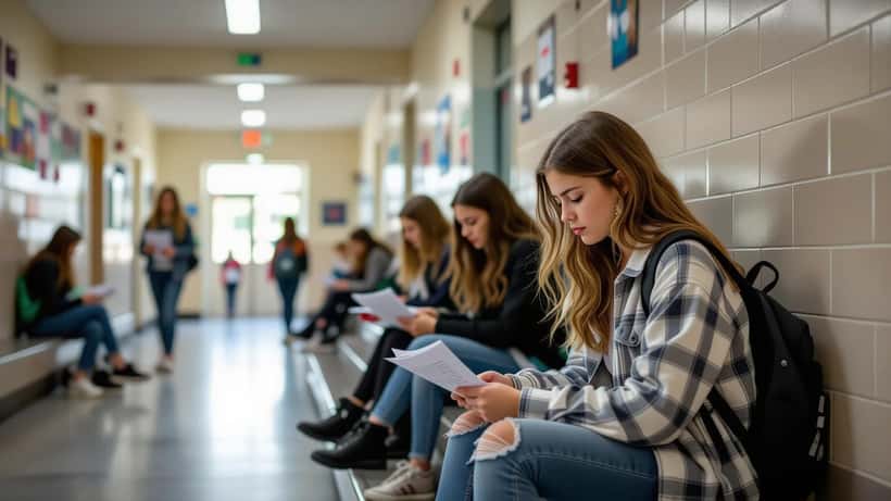 Lycéens participant à une campagne contre le harcèlement scolaire dans un établissement scolaire