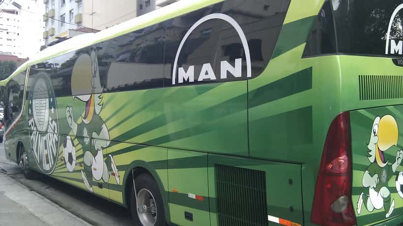 Torcedores do Palmeiras comemorando vitória no estádio em São Paulo