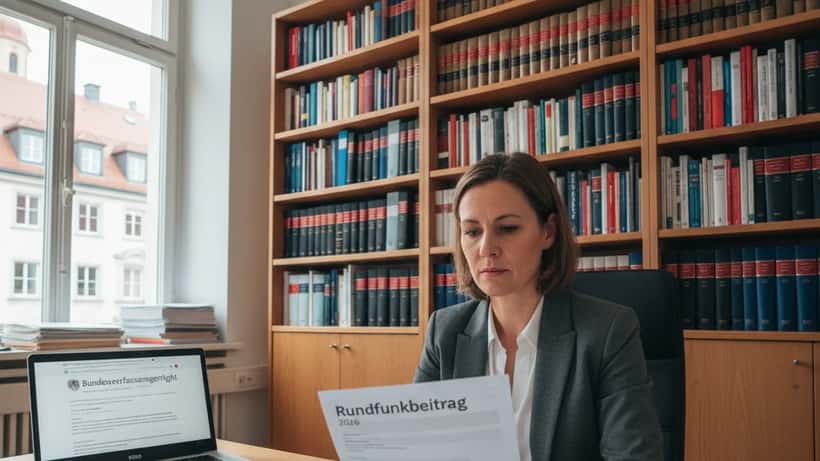 Rechtsanwältin prüft Rundfunkbeitrag-Bescheid in Kanzlei in München 2026