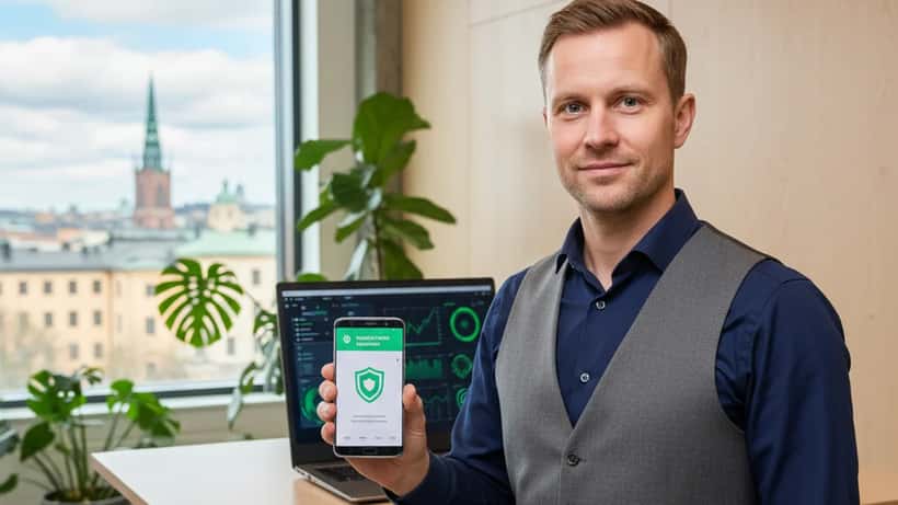 IT-konsult i Stockholm granskar säkerhetsuppdatering på Samsung Galaxy