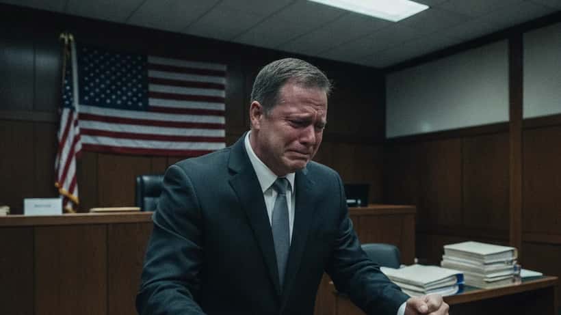 Padre pronuncia declaración de impacto ante tribunal en sala de justicia de Texas, puños sobre el podio