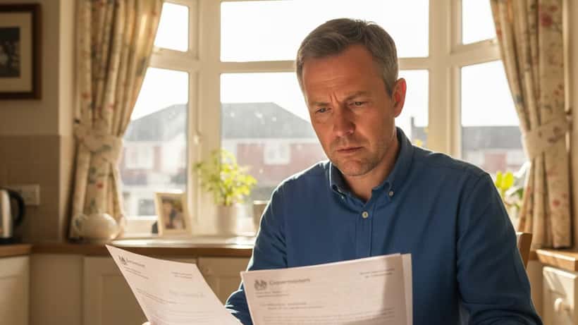 British man reviewing pension documents at home preparing for UK retirement age change to 67 in 2026