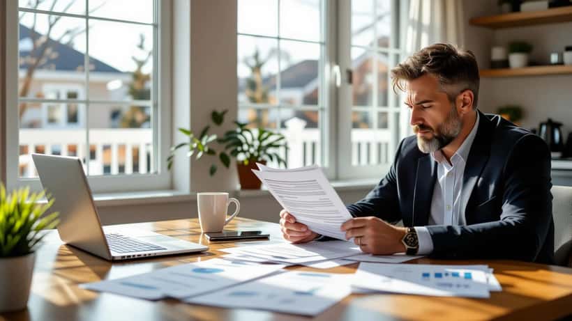 Canadian taxpayer reviewing CRA audit documents at kitchen table