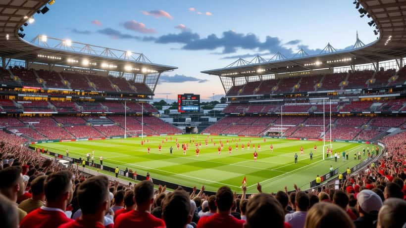 Wales players in red face the Barbarians in black-and-white hoops at the Principality Stadium in Cardiff