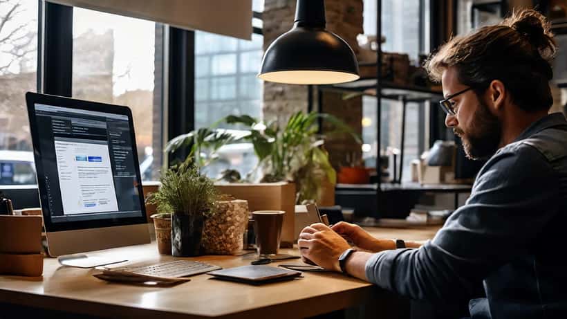 Small business owner frustrated by app outage on smartphone and laptop showing error messages
