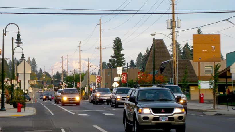 Vista de la ciudad de Sandy, Oregón, donde ocurrió un tiroteo el 31 de mayo de 2026