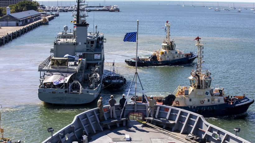 HMAS Leeuwin moored alongside at Cairns, Queensland