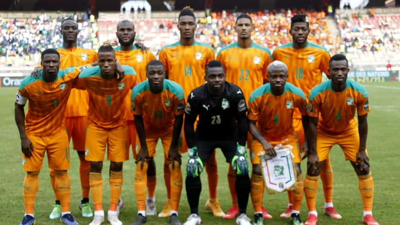 Équipe nationale de Côte d'Ivoire lors d'un match international de football