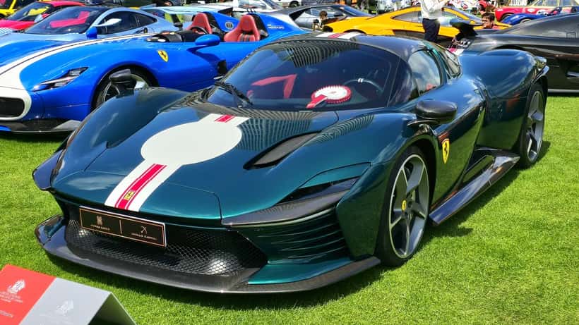 2023 Ferrari Daytona SP3 luxury supercar representing Ferrari's ultra-premium brand and the new Luce EV