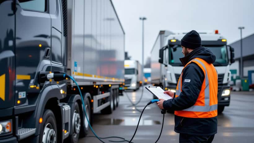 Lastbil på dansk motorvej - grøn transport 2026